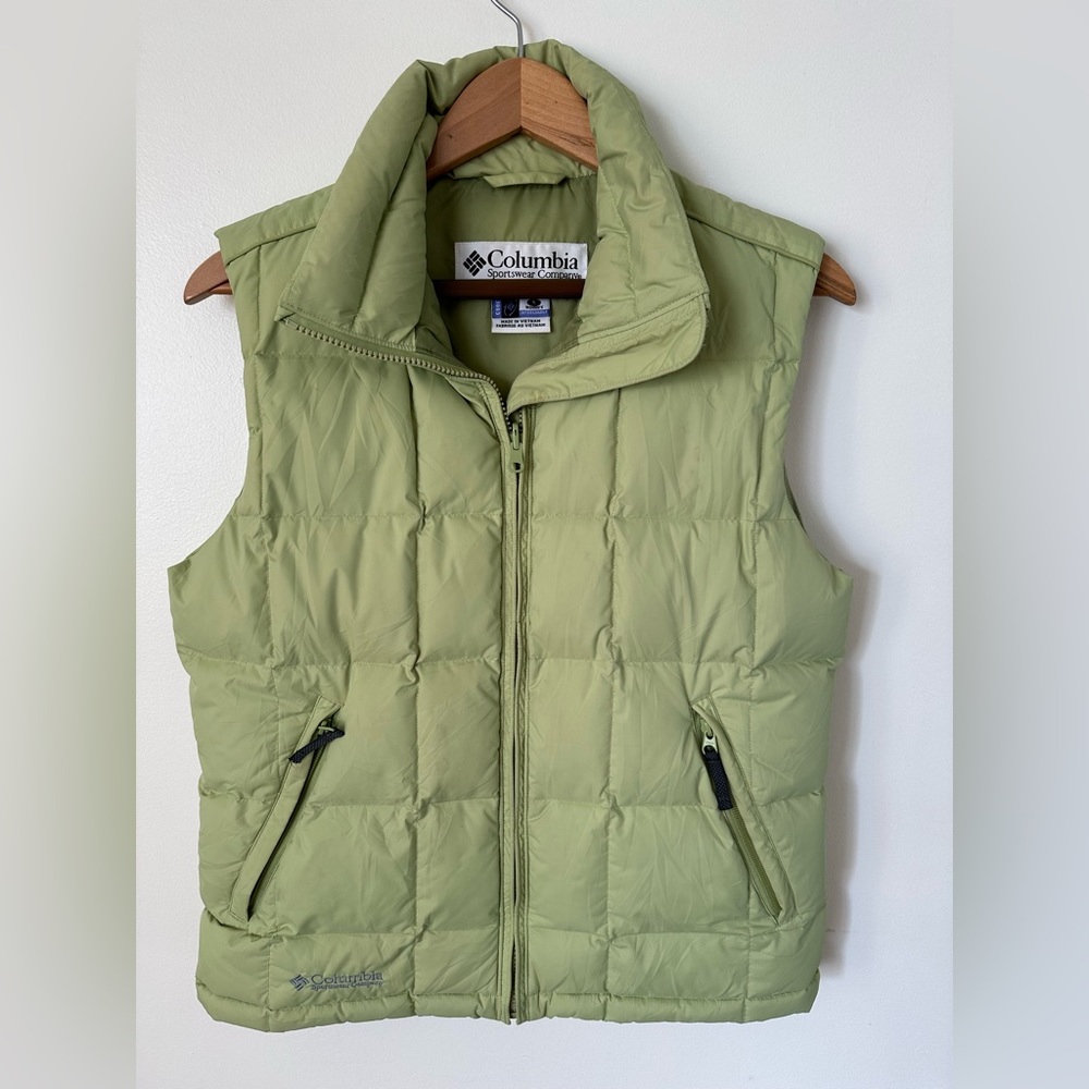 Columbia Down Filled Women's Vest Sz S Core Interchange Puffer Quilted‎ Green